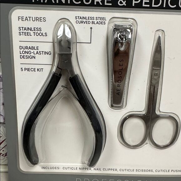 AEROSOLES Set of 5 Durable Professional Stainless Steel Versatile Manicure Tools - Picture 5 of 6